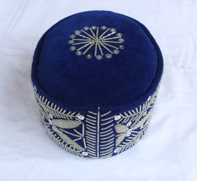 Velvet Stoned Crown Wedding Hat,  Traditonal Beaded Cap, African Mens Hat, African Wedding Hat