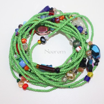 Bayas vert en Crystal fine, bine bine , perle de taille , collier de ventre