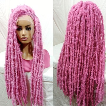 26 inches Pink distressed butterfly locs, hand wrapped faux 30inches faux locs