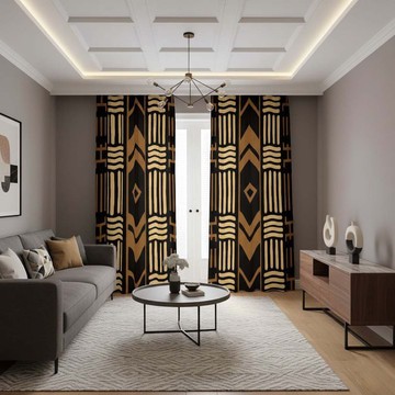 Geometric Blackout Curtain African Ethnic Print (Two Piece) LARGER SIZES AVAILABLE