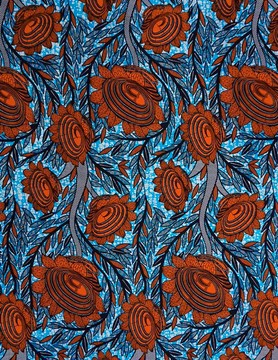 COUPON FABRIC WAX AFRICAN WEDDING FLOWER PATTERN