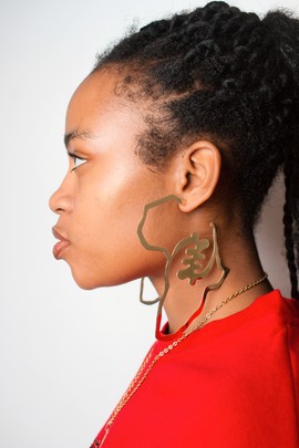 18k gold large african map hoop earrings
