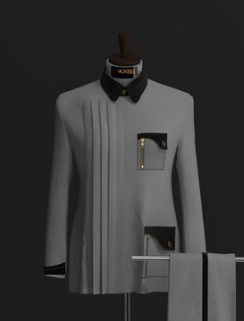 GREY VELVET DETAILED SAFARI SUIT.............BEST SELLER