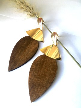 Boucle d’ Feuille en bois finition dorée