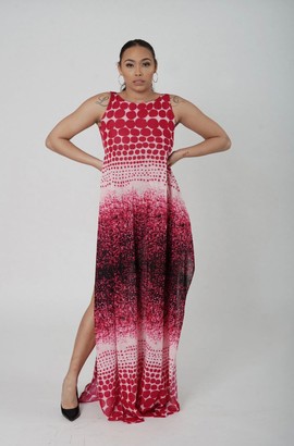 Pink Polka-dot High Slit Tunic