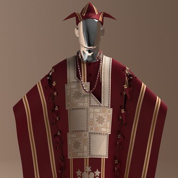 Men's Maroon &amp; Gold Aso Oke Fringe Robe – Traditional Yoruba Handwoven Cape with Matching Cap