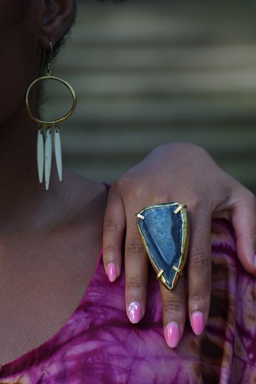 “Esther” bronze ring &amp; natural stone