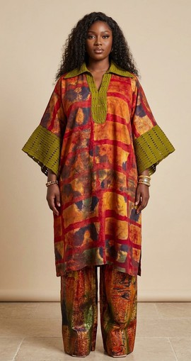 Ensemble deux pièces en adire et aso oke