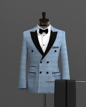 skyblue-offwhite double breasted tweed suit............................best seller