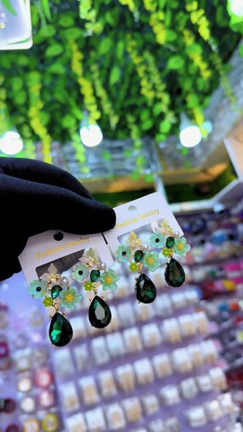 Elegant Green Crystal Earrings | Sparkling Statement Jewelry | Fashion Earrings for Women