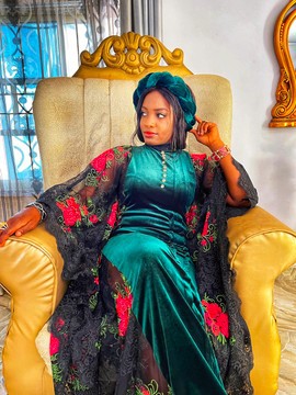 Majestic Woman Lace &amp; Velvet Boubou WITH Scarf/ Weddings/Special occasions/Black Friday Deals