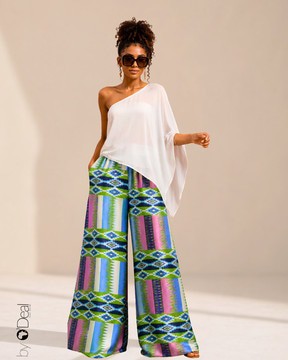 Pantalon large en soie satinée