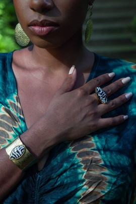 manchette bronze &amp; os « vintage zebra »