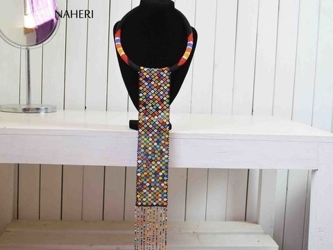 African Handmade Beaded Necklace | Zulu Beaded Black Necklace | Tiered &amp; Tribal