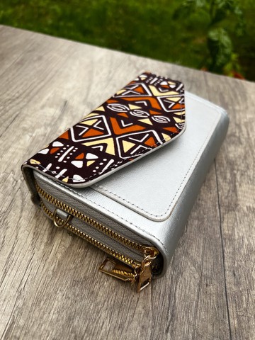 Magnificent large imitation leather and Wax "Gold &amp; black" wallet