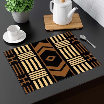 (TWO PIECES) Tabletop Placemat African Geometric Mudcloth (MORE SIZES AVAILABLE)