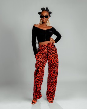 Julie Ankara Cargo Trouser | Orange And Black Print