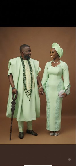Mint Green Traditional Couple Attire