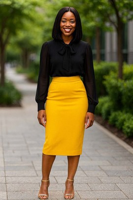 Yellow Pencil Skirt Midi – Modern Minimalist Silhouette