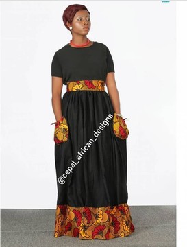 Titilayo African Maxi Skirt, Black Maxi Skirt