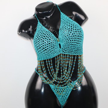 Lingerie élégante et raffiné fait main,Nuisette tricoté perlée artisanale,