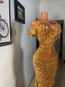 3D gold corset Dress