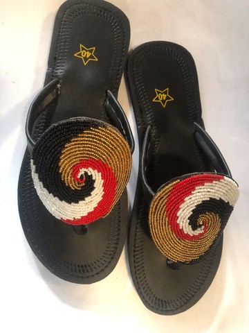Beaded sandals/ leather Maasai sandals/beach wear sandals/ gift for her/ maternity sandals