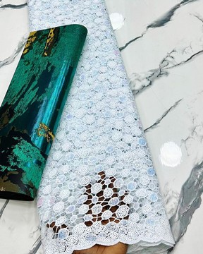 Dentelle pour femme, broderie ajourée à changement d'aiguille avec lurex, (5 yards)