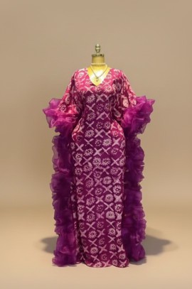 Adire Ruffle Maxi Gown
