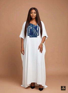 Embroidered white maxi kaftan