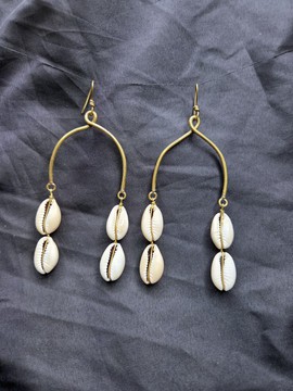 Boucles d'oreilles en Cauris et Bronze