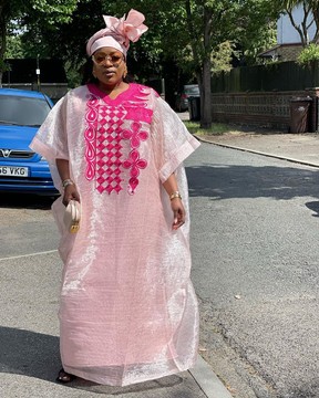 Boubou africain en organza français avec broderie