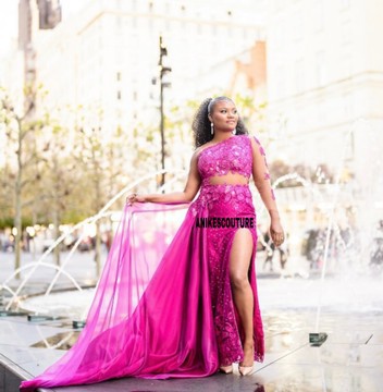 Purple lace prom dress, African clothing for women, prom dress