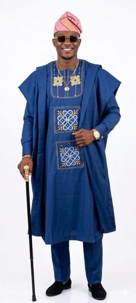 Agbada with kaftan and trouser with classic embroidery