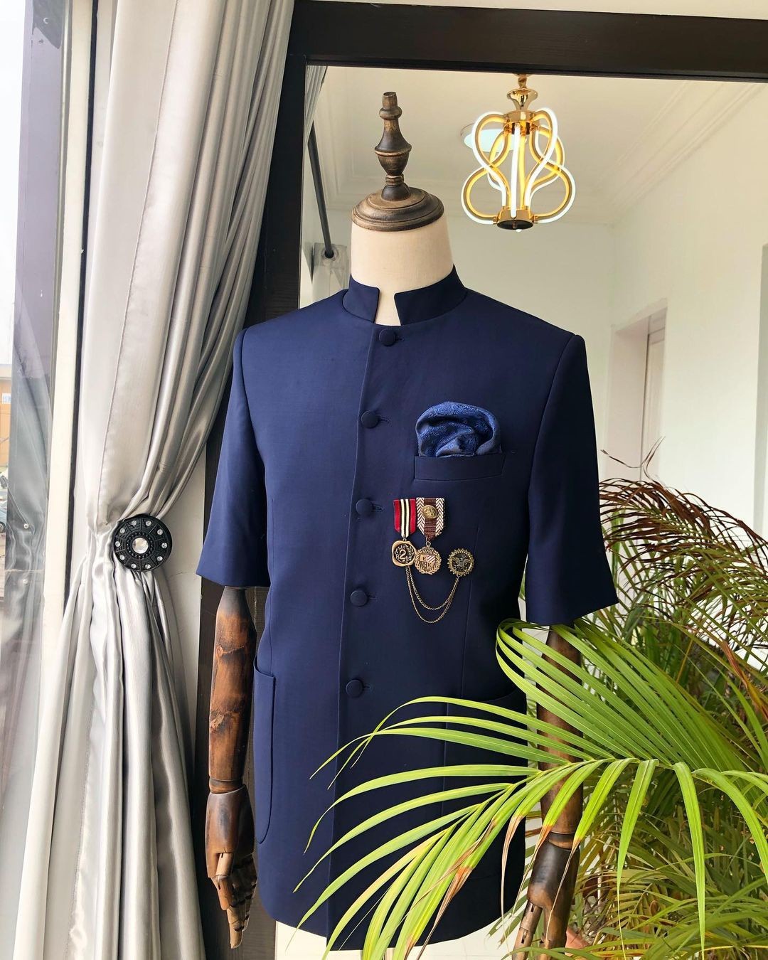 Navy Blue French Suit by dejiandkola - Men's Suits - ANKA