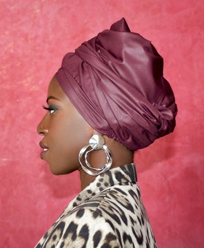 Red wine satin lined turban