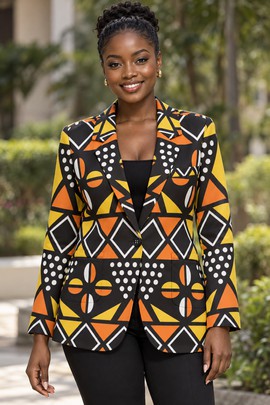 Robe midi à col en V et manches courtes pour femme en imprimé africain | Robe midi en imprimé africain | Bynelo