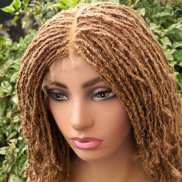 Blonde full lace layered sisterlocs wig ,synthetic dreads wig,skinny locs wig