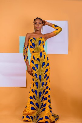 Ankara women two piece, Detachable sleeves, african women crop top and Skirt.