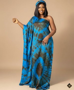 Adire One-Shoulder Kaftan