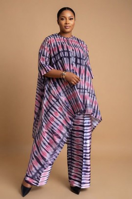 Ensemble asymétrique deux pièces à motifs