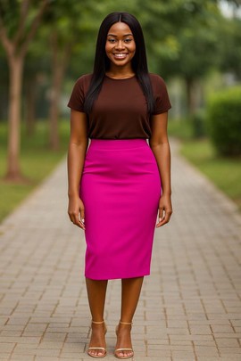 Pencil Midi Skirt Fuchsia Pink Cotton – Vibrant Chic