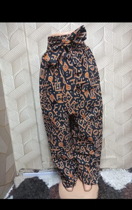 High Waist Black Ankara Palazzo Pants – Brown Tribal African Print Wide Leg Trousers with Tie Belt