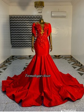 Teemalogue red floor length prom dress