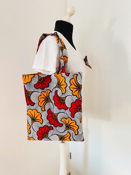 Wax tot bag - beach bag - shopping bag - loincloth fabric bag - wedding flowers
