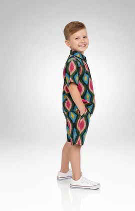Ensemble Short et Chemise à Motifs Géométriques – Style Vibrante &amp; Décontracté
