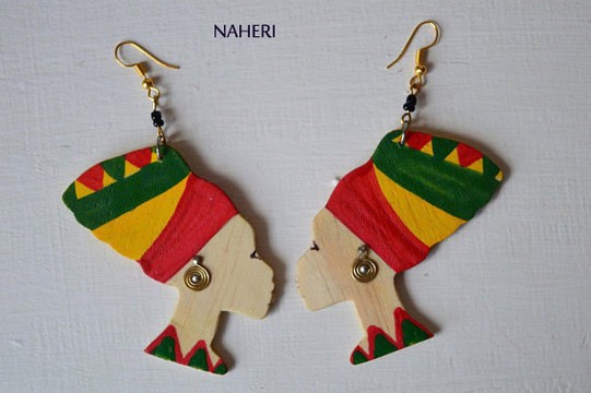 African wooden earrings. Head wrap earrings. AfricanWooden Jewelry