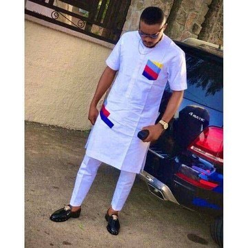 2 pièces, costume traditionnel africain pour hommes avec un pantalon assorti