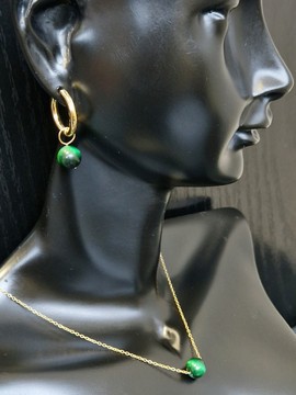 Parure œil de tigre vert 💚: collier et boucles d'oreilles/ pierre naturelle/ Madagascar