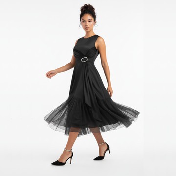 Robe mi-longue Maison Aria Glen Noir : Collection SS21
